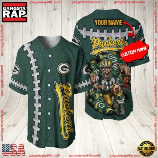 Custom Name Green Bay Packers NFL Mascot 3D Baseball Jersey Shirt