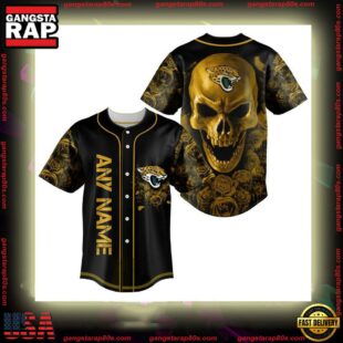 Custom Name Jacksonville Jaguars NFL Football Skull 3D Baseball Jersey Shirt