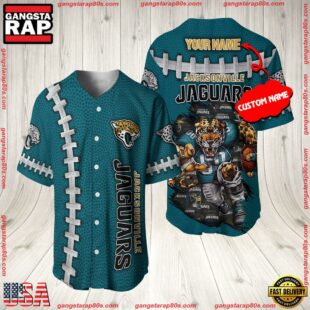 Custom Name Jacksonville Jaguars NFL Mascot 3D Baseball Jersey Shirt