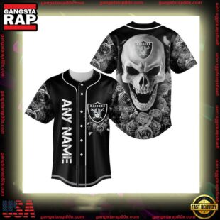 Custom Name Las Vegas Raiders NFL Football Skull 3D Baseball Jersey Shirt