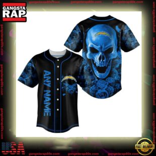 Custom Name Los Angeles Chargers NFL Football Skull 3D Baseball Jersey Shirt