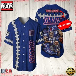 Custom Name New York Giants NFL Mascot 3D Baseball Jersey Shirt