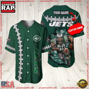 Custom Name New York Jets NFL Mascot 3D Baseball Jersey Shirt