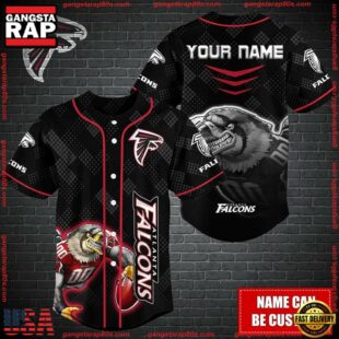 Custom Name NFL Atlanta Falcons Mascot Baseball Jersey