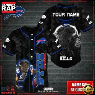 Custom Name NFL Buffalo Bills Mascot Baseball Jersey