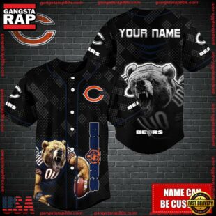 Custom Name NFL Chicago Bears Mascot Baseball Jersey