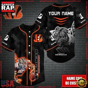 Custom Name NFL Cincinnati Bengals Mascot Baseball Jersey