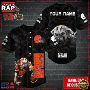 Custom Name NFL Cleveland Browns Mascot Baseball Jersey