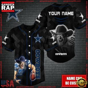 Custom Name NFL Dallas Cowboys Mascot Baseball Jersey