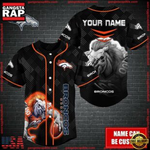 Custom Name NFL Denver Broncos Mascot Baseball Jersey