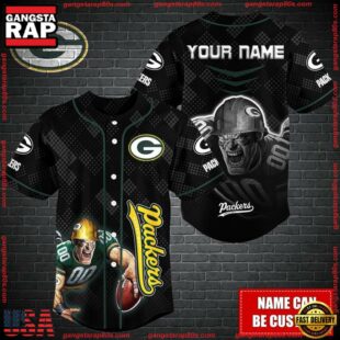 Custom Name NFL Green Bay Packers Mascot Baseball Jersey