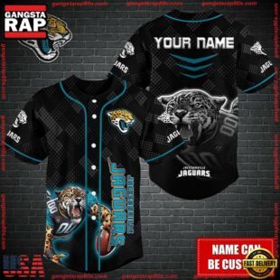 Custom Name NFL Jacksonville Jaguars Mascot Baseball Jersey