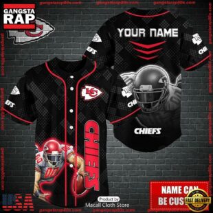 Custom Name NFL Kansas City Chiefs Mascot Baseball Jersey