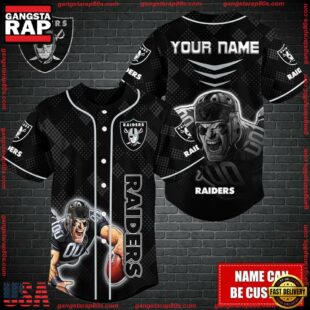 Custom Name NFL Las Vegas Raiders Mascot Baseball Jersey