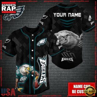 Custom Name NFL Philadelphia Eagles Mascot Baseball Jersey