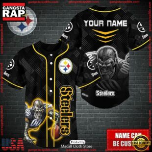 Custom Name NFL Pittsburgh Steelers Mascot Baseball Jersey