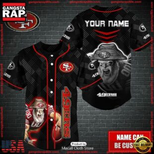 Custom Name NFL San Francisco 49ers Mascot Baseball Jersey