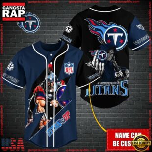 Custom Name NFL Tennessee Titans Mascot And Skull Baseball Jersey