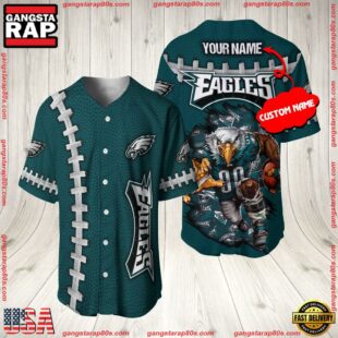 Custom Name Philadelphia Eagles NFL Mascot 3D Baseball Jersey Shirt