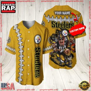 Custom Name Pittsburgh Steelers NFL Mascot 3D Baseball Jersey Shirt