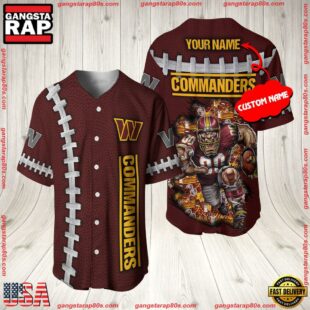 Custom Name Washington Commanders NFL Mascot 3D Baseball Jersey Shirt