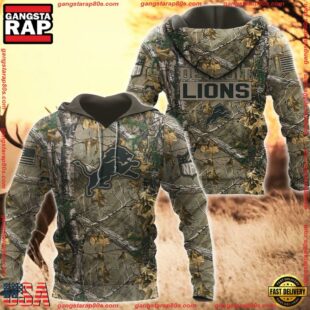 Detroit Lions Hunting Camo NFL 3D Hoodie Shirt