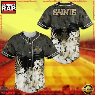 Floral Print New Orleans Saints NFL Baseball Jersey