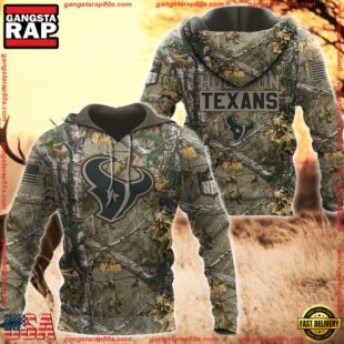 Houston Texans Hunting Camo NFL 3D Hoodie Shirt