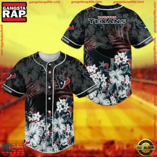 Houston Texans NFL Flowers Baseball Jersey Shirt