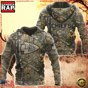 Kansas City Chiefs Hunting Camo NFL 3D Hoodie Shirt