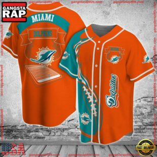 Miami Dolphins NFL Baseball Jersey Shirt