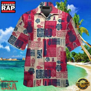 MLB Angels Tribal Print Style Hot Trending Summer Hawaiian Shirt With Polynesian Symbols