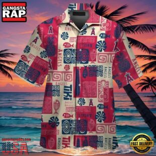 MLB Angels Tribal Print Style Hot Trending Summer Hawaiian Shirt With Polynesian Symbols