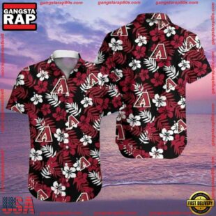 MLB Arizona Diamondbacks Black Floral Tropical Aloha ShirtGroup