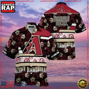 MLB Arizona Diamondbacks Floral Stripe Hawaiian Shirt Burgundy BloomGroup