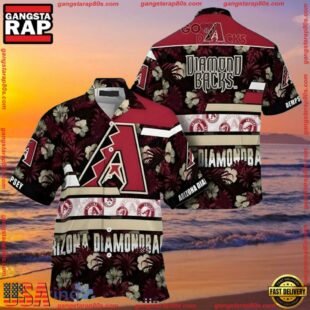 MLB Arizona Diamondbacks Floral Stripe Hawaiian Shirt Burgundy BloomGroup