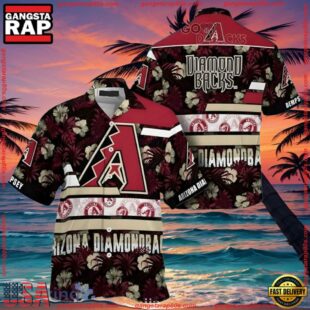 MLB Arizona Diamondbacks Floral Stripe Hawaiian Shirt Burgundy BloomGroup