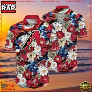 MLB Arizona Diamondbacks Patriotic Bloom Summer Hawaiian Shirt