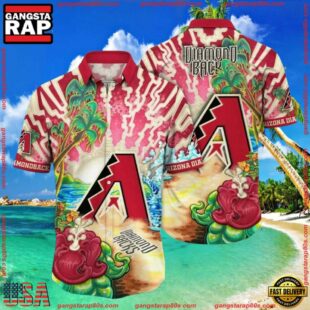 MLB Arizona Diamondbacks Psychedelic Palm Tropical Summer Hawaiian Shirt