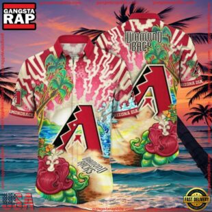 MLB Arizona Diamondbacks Psychedelic Palm Tropical Summer Hawaiian Shirt