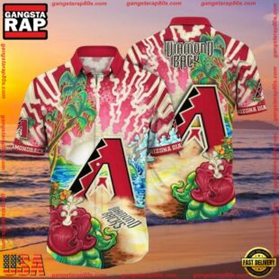 MLB Arizona Diamondbacks Psychedelic Palm Tropical Summer Hawaiian Shirt