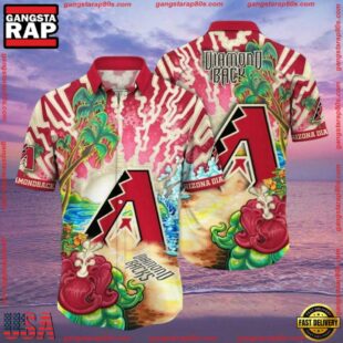 MLB Arizona Diamondbacks Psychedelic Palm Tropical Summer Hawaiian Shirt