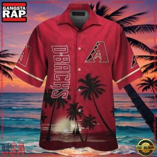 MLB Arizona Diamondbacks Red Horizon Palm Tropical Summer Hawaiian Shirt