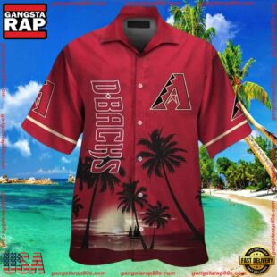 MLB Arizona Diamondbacks Red Horizon Palm Tropical Summer Hawaiian Shirt