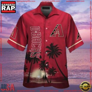 MLB Arizona Diamondbacks Red Horizon Palm Tropical Summer Hawaiian Shirt