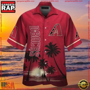 MLB Arizona Diamondbacks Red Horizon Palm Tropical Summer Hawaiian Shirt