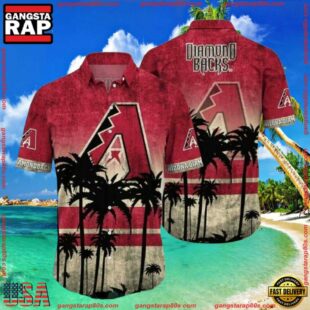 MLB Arizona Diamondbacks Red Palm Sunset Summer Hawaiian Summer Aloha Shirt