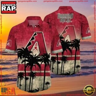 MLB Arizona Diamondbacks Red Palm Sunset Summer Hawaiian Summer Aloha Shirt