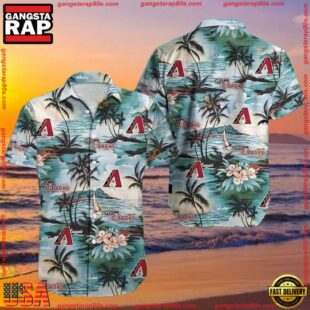 MLB Arizona Diamondbacks Seaside Retreat Aloha Shirt Serene BlueGroup