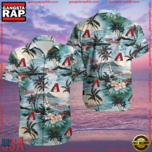 MLB Arizona Diamondbacks Seaside Retreat Aloha Shirt Serene BlueGroup